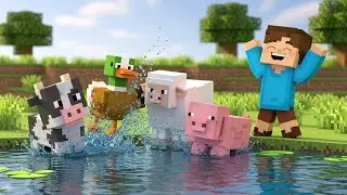 Minecraft Baby Cow&rsquo;s Water Jump | Kids Songs & Nursery Rhymes