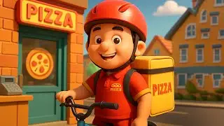 Pizza Pizza 🍕 BMX Delivery Boy | Fun Kids Song, Nursery Rhyme & Funny Cartoon