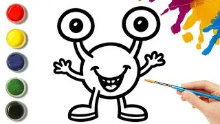 Cute Alien Monster Drawing | Easy Cartoon Monster For Kids | How To Draw Funny Alien