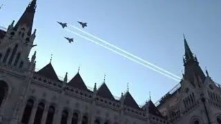 HUNGARIAN TRICOLOUR FORMATION | HuAF Gripen 39's Flying over the Parliament | Foundation Day 2023