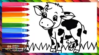 Draw And Color A Cute Baby Cow 🐮🐄🌈 Drawings For Kids