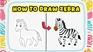 How to Draw a Zebra &ndash; Easy Animal Drawing Process with Markers