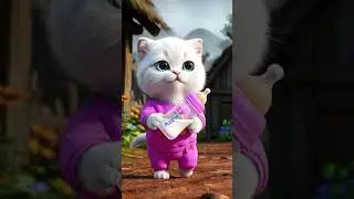 Adorable White Kitten in Pink Wants Its Milk! 🍼 (Cute CGI Cat Animation)