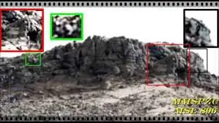 Martian/alien ruins and artifacs.  Caught by Curiosity rover on Mars