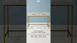 Blue Striped Bone Inlay Desk with Storage | Home Decor | Luxury Handicrafts