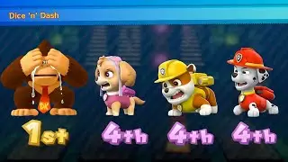 Mario Party 10 Minigames &ndash; Skye vs Rubble vs Marshall vs Donkey Kong (Crazy Finish!)