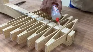 Very Attractive Creative Furniture With Curved Wood Strips // Very Interesting Unique Chair Design