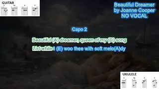 Beautiful Dreamer NO VOCAL (capo 2) by Joanne Cooper play along with scrolling guitar chords& lyrics