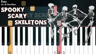 [Easy] Spooky Scary Skeletons - Halloween Song | Piano Tutorial with Finger Numbers