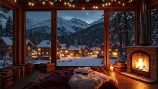 Dreamy Winter Nightfall ❄️ Gentle Piano Music and Fire Sounds For Emotional Calm and Restful Sleep