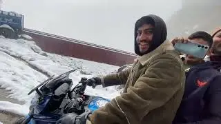 My Second Vlog || Full Ride In Snowfall || My Village View In Snowfall|| N160 Riding In Snowfall||