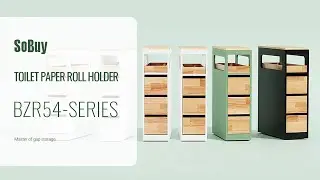 SoBuy Bathroom Storage Cabinet 丨Narrow Bathroom Storage Unit丨Movable Bathroom Cabinet丨BZR54