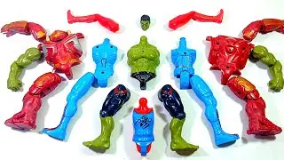 ASSEMBLE SUPERHERO TOYS..HULK SMASH vs CAPTAIN AMERICA vs HULK BUSTER vs SPIDER HODHI.. 