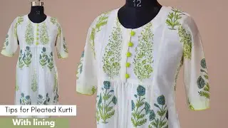 👌Unique way to sew Centre Platead kurti with LINING / Button Kurti/ Kurti designs
