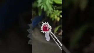 Total Weight 19.17ct Natural Heart Red Ruby 925 Silver Ring 8US