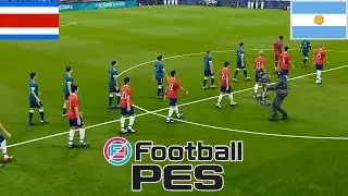 Costarica vs Argentina - eFootball PES Gameplay - Full Gameplay - Football Costarica and Argentina