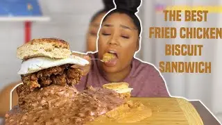 HOW TO CHORIZO FRIED CHICKEN BISCUIT SANDWICH COOKBANG + MUKBANG