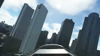 Flying between tokyo buildings at high speed: Tokyo Tower and Rainbow Bridge featured.