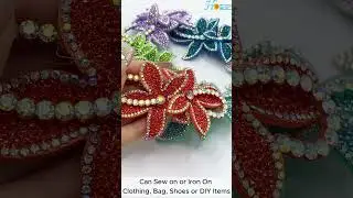 9.6*5.4cm Rhinestone Applique with 3D Floral Designs for Shoe Apparel Exporter