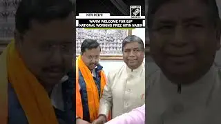 People greet Bihar Minister & BJP National Working President Nitin Nabin at Bihar Niwas