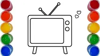 How to Draw TV easy step-by-step for kids || Retro TV Drawing