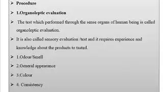 Organoleptic test of Milk