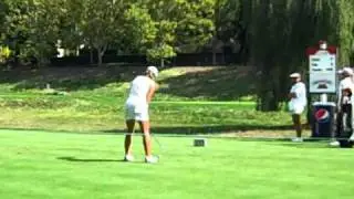 Vicky Hurst teeing off