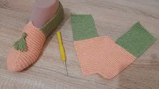 طريقة عمل حذاء كروشيه بقطعة واحدة how to crochet a nice shoes