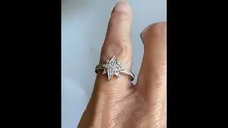 Vintage 14K White Gold Diamond Cluster Star Ring