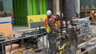 My Buddy Gage Brown Refining a Concrete Slab Edge for Finish Line. Skilled Team Member. Dalton too.