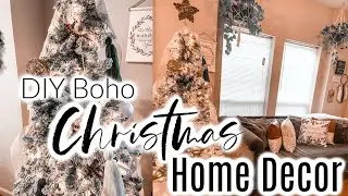 DIY Boho Christmas Home Decor: DIY Ornaments, wreath & more Home decor tour