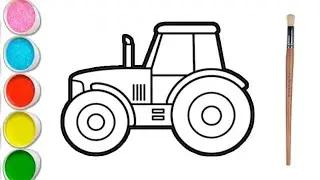 Draw A Tractor, Beautiful Tractor Drawing And Colouring For kids, Educational Video