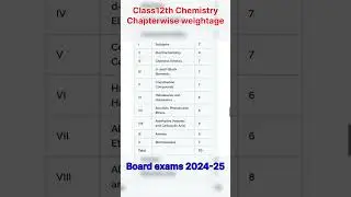Chemistry class 12th chapter wise weightage 2024-25 #cbse #cbseboard #boards #chemistry #exam #like