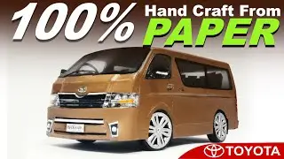 How I made realistic TOYOTA HiAce  トヨタ・ハイエース Japan from Paper ONLY! (100% PAPER CRAFT - FULL BUILD)