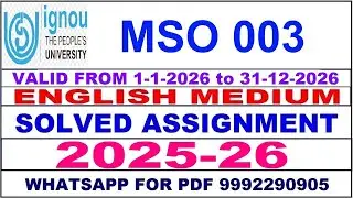 MSO 003 solved assignment 2025-26 in English || mso 003 solved assignment 2026 || mso3 2025-26