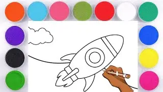 rocket drawing and coloring , kids learn painting, kids cartoon games , coloring games .