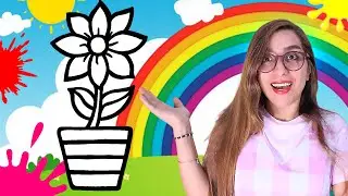 Painting FLOWERPOT With Angel 🌼 نقاشی و رنگ امیزی گل و گلدان با فرشته 🎨