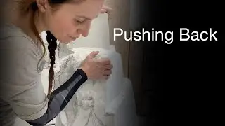 Pushing Back the Block Carving Marble \\ Modern Athena Sculpture