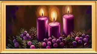 Purple Candles golden frame vintage art tv watercolor minimalist abstract muted background wallpaper