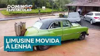 Domingo Espetacular exibe limusine dos anos 50 movida &agrave; lenha