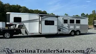 New 2024 Merhow 3 Horse Trailer Tour | 14' LQ Perfect Layout, Great Size! Fireplace, Dinette, Couch