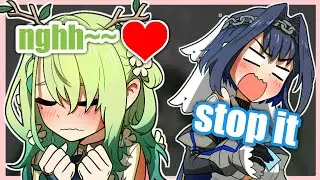 Fauna Can't Stop Making Weird Noises When Kronii Brush Her Hair【Fauna / Kronii / Mumei / HololiveEN】