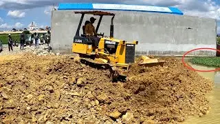 Today is Best Work!! Start Soil Stone Delete Flooding & Operating by KOMATSU D20P Dozer And Dump...