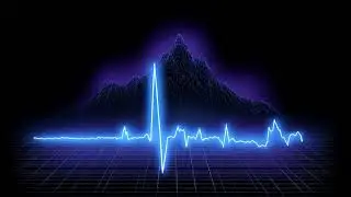 Abstract Neon Blue ECG Pulse Wave Wireframe Mountains Grid Seamless Motion Background Loop 4K 60FPS