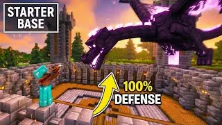 I Built a Starter Castle Base With Full Defense  #minecraft