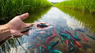 Unbelievable Colors! Wild Betta Fish Caught by Hand