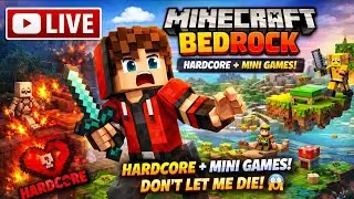 🔴🧱 LIVE Minecraft Bedrock 💀🔥 | Hardcore + Mini Games 🎮 | Don&rsquo;t Let Me Die 😱 | Aryan_gamer_9999