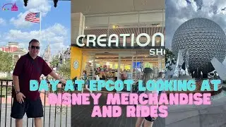 Day at Epcot looking at Disney merchandise and rides