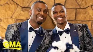 Grooms stun weddings guests with epic flash mob at their reception | GMA