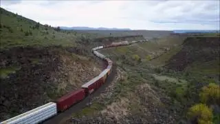 Aerial view: BNSF Oregon Trunk subdivision chase part 3 April 2017